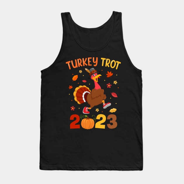 Turkey Trot 2023 Thanksgiving Turkey Running Runner Autumn Tank Top by James Green